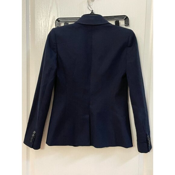 J. Crew Stretch Cotton Navy Blue Blazer Size 00 - Picture 3 of 5